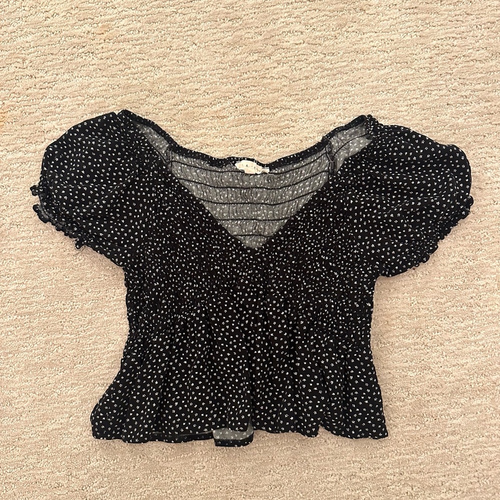 Black Polka Dot Women's Top